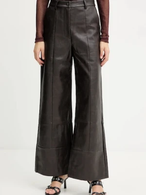 Bardot spodnie damskie kolor brązowy szerokie high waist 58936PB3