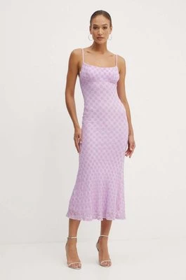 Bardot sukienka ADONI kolor fioletowy maxi dopasowana 57998DB1