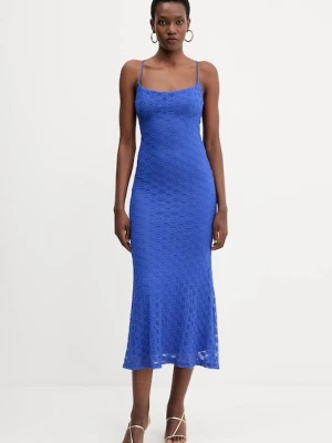 Bardot sukienka ADONI kolor niebieski maxi dopasowana 57998DB1