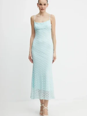 Bardot sukienka ADONI kolor turkusowy maxi dopasowana 57998DB1