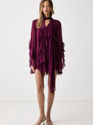 Bardot sukienka ALAIA bordowy