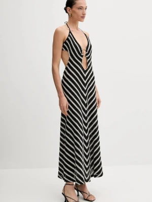 Bardot sukienka bawełniana kolor czarny maxi rozkloszowana 59904DB