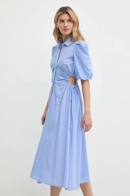 Bardot sukienka bawełniana STRPE kolor niebieski midi rozkloszowana 57347DB3