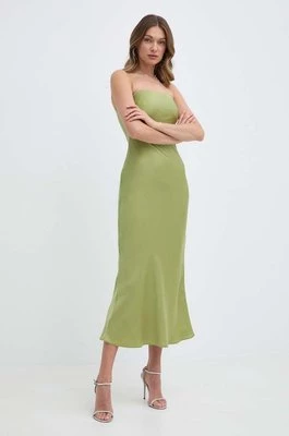 Bardot sukienka CASETTE kolor zielony midi rozkloszowana 59155DB