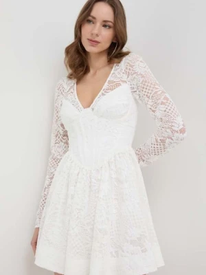 Bardot sukienka ELLIE kolor beżowy mini rozkloszowana 58309DB2