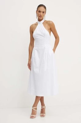 Bardot sukienka GENEVIEVE kolor biały midi rozkloszowana 59364DB