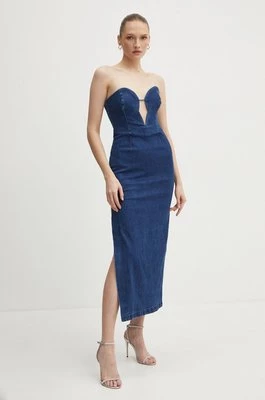 Bardot sukienka jeansowa ELENI kolor granatowy maxi dopasowana 91391DB