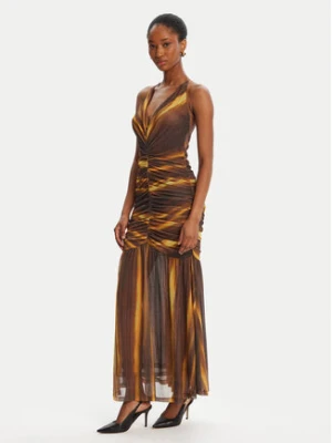 BARDOT Sukienka koktajlowa Aries Mesh Maxi 59999DB Brązowy Slim Fit