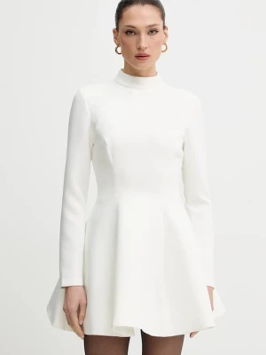 Bardot sukienka kolor beżowy mini rozkloszowana 60238DB