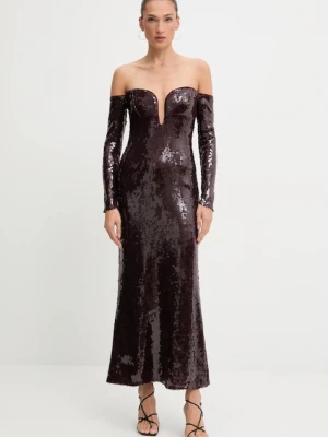 Bardot sukienka kolor bordowy midi dopasowana 59908DB