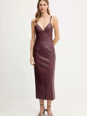 Bardot sukienka kolor bordowy midi dopasowana 60086DB