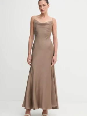 Bardot sukienka kolor brązowy maxi dopasowana 59709DB3