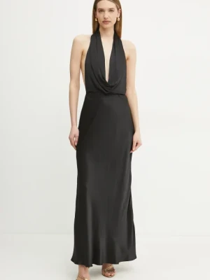 Bardot sukienka kolor czarny maxi dopasowana 59814DB