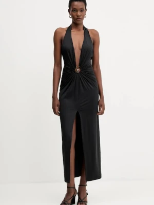 Bardot sukienka kolor czarny maxi dopasowana 59914DB