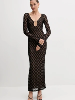 Bardot sukienka kolor czarny maxi dopasowana 59966DB