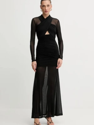 Bardot sukienka kolor czarny maxi dopasowana 59987DB