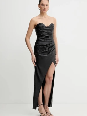 Bardot sukienka kolor czarny maxi dopasowana 60141DB