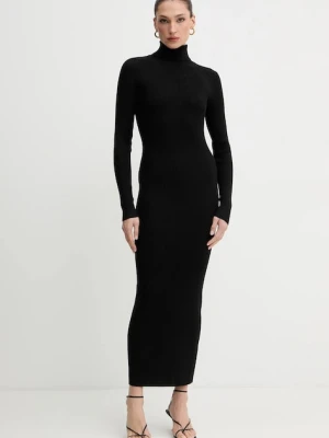 Bardot sukienka kolor czarny maxi dopasowana 60170DB