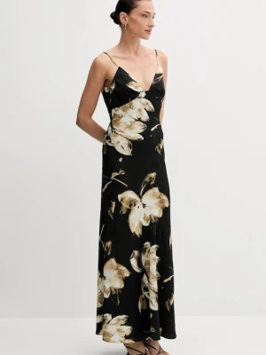 Bardot sukienka kolor czarny maxi prosta 57516DB8