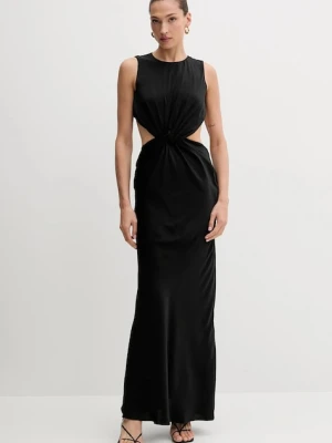 Bardot sukienka kolor czarny maxi prosta 59915DB