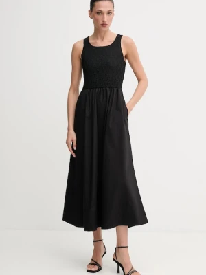 Bardot sukienka kolor czarny maxi rozkloszowana 59879DB
