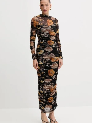 Bardot sukienka kolor czarny midi dopasowana 60096DB