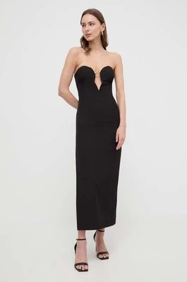 Bardot sukienka kolor czarny midi dopasowana