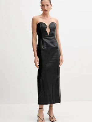 Bardot sukienka kolor czarny midi prosta 58730DB1