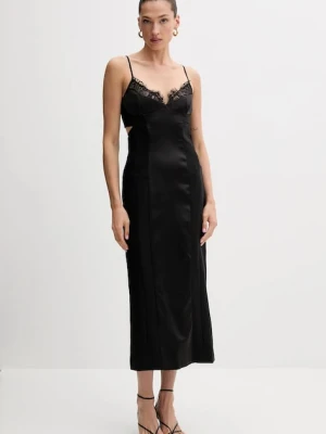 Bardot sukienka kolor czarny midi prosta 60025DB