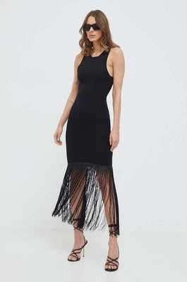 Bardot sukienka TASSEL kolor czarny mini dopasowana 59036DB