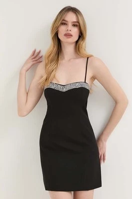 Bardot sukienka kolor czarny mini prosta
