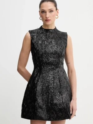 Bardot sukienka kolor czarny mini rozkloszowana 60202DB