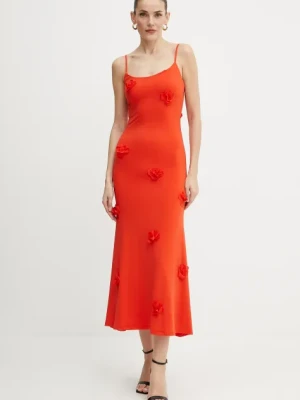 Bardot sukienka kolor czerwony midi prosta 59301DB