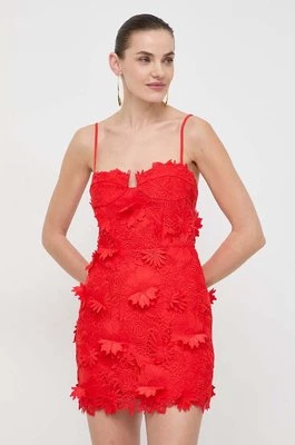 Bardot sukienka kolor czerwony mini dopasowana