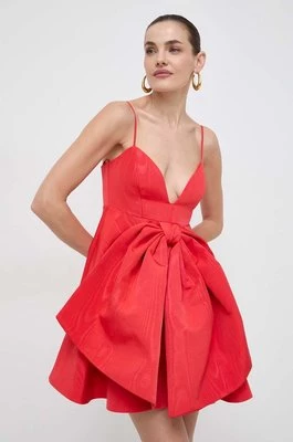 Bardot sukienka kolor czerwony mini rozkloszowana