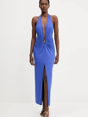 Bardot sukienka kolor fioletowy maxi dopasowana 59914DB