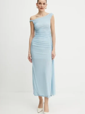 Bardot sukienka kolor niebieski maxi dopasowana 59512DB
