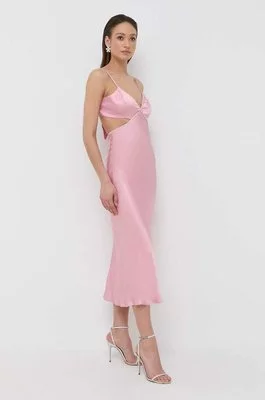 Bardot sukienka kolor różowy maxi prosta