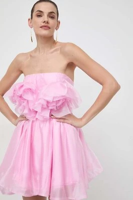 Bardot sukienka FLEURETTE kolor różowy mini rozkloszowana 58975DB