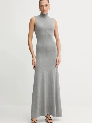 Bardot sukienka kolor szary maxi rozkloszowana 60085DB