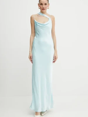 Bardot sukienka kolor turkusowy maxi dopasowana 59789DB