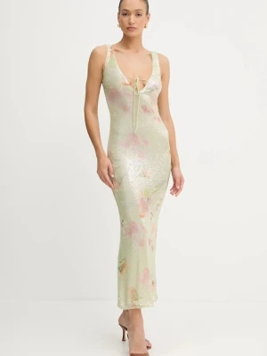 Bardot sukienka kolor zielony maxi prosta 59954DB