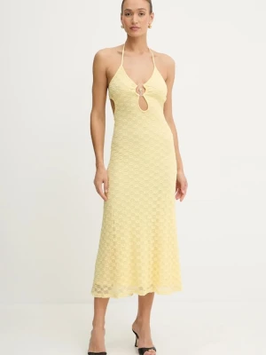 Bardot sukienka kolor żółty maxi prosta 59904DB1