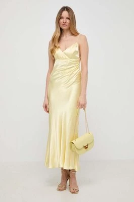 Bardot sukienka kolor żółty maxi prosta