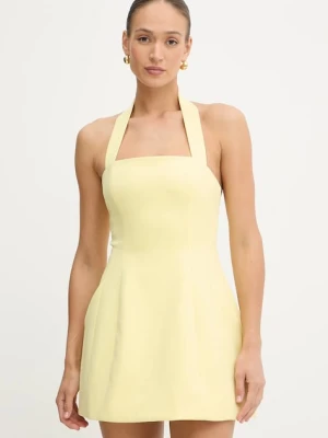 Bardot sukienka kolor żółty mini rozkloszowana 59857DB1