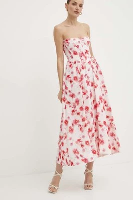 Bardot sukienka LOLA kolor różowy midi rozkloszowana 58164DB1