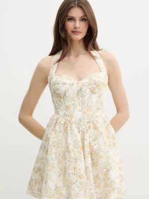 Bardot sukienka POLLIE kolor żółty mini rozkloszowana 59810DB