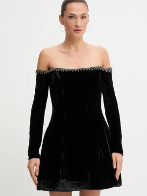 Bardot sukienka welurowa kolor czarny 59528DB2