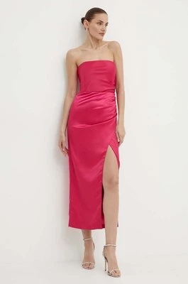 Bardot sukienka YANA kolor różowy midi dopasowana 59217DB