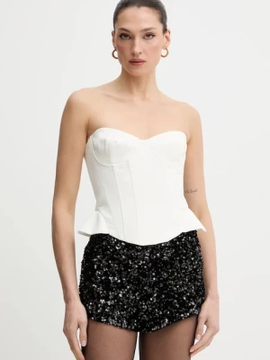 Bardot top damska kolor beżowy gładka 60213TB2